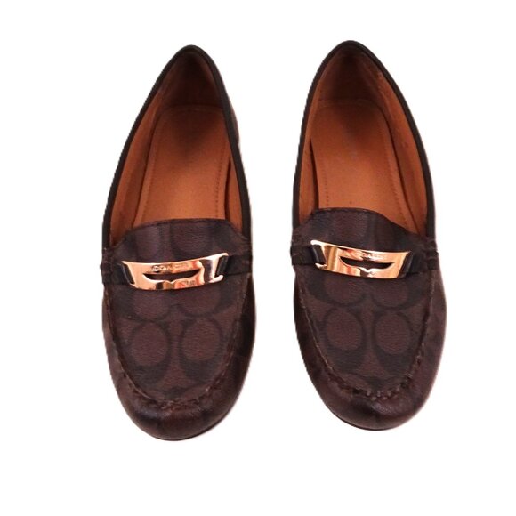 Coach Olympia Loafers 8.5 Signature Jacquard ***READ DESCRIPTION*** Flats Brown - Picture 6 of 7